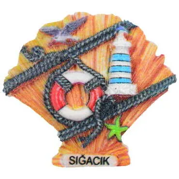 Sığacık Themed Polyester UV Printed Stoned And Nacrous Fridge Magnet - 3