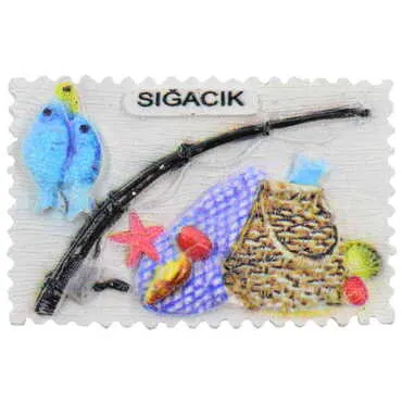 Sığacık Themed Polyester UV Printed Stoned And Nacrous Fridge Magnet - 6