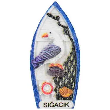 Sığacık Themed Polyester UV Printed Stoned And Nacrous Fridge Magnet - 8