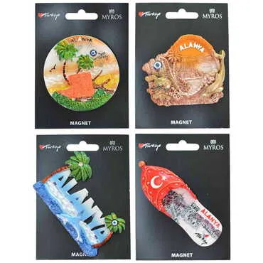 Alanya Themed Polyester Backing Carded Stoned And Nacrous Fridge Magnet - 2