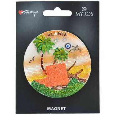 Alanya Themed Polyester Backing Carded Stoned And Nacrous Fridge Magnet - 4