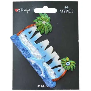 Alanya Themed Polyester Backing Carded Stoned And Nacrous Fridge Magnet - 6