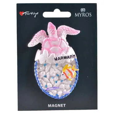 Marmaris Themed Polyester Backing Carded Stoned And Nacrous Fridge Magnet - 7