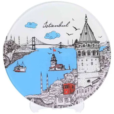 Istanbul Themed Bespoke Printed Glass Plate 21 Cm - 3