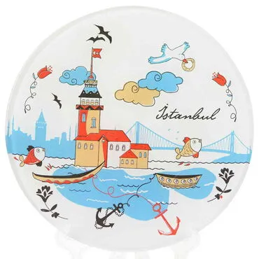 Istanbul Themed Bespoke Printed Glass Plate 21 Cm - 2