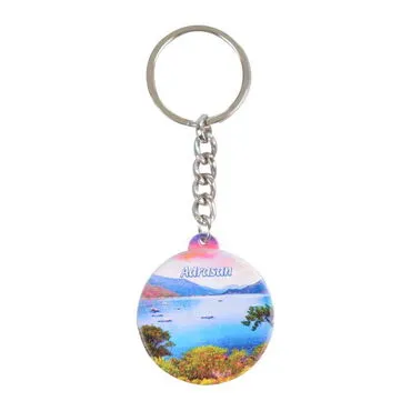 Wholesale Adrasan Themed UV Printed Square Keychain 40x108 mm