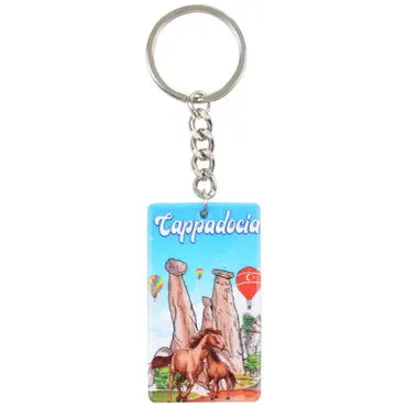 Wholesale Cappadocia Themed UV Printed Rectangular Keychain 31x106 mm