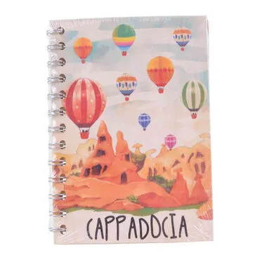 Toptan Kapadokya Temalı Ahşap Kapaklı Defter 90x140 mm