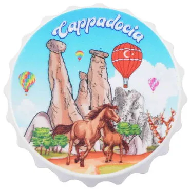 Wholesale Cappadocia Themed UV Printed Small Bottle Opener Refrigerator Magnet 58x15 mm