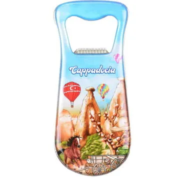 Wholesale Cappadocia Themed Myros Metal Drop Shaped Bottle Opener Refrigerator Magnet 95x42 mm