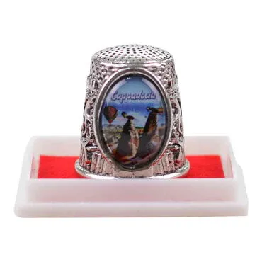 Wholesale Cappadocia Themed Myros Metal Oval Thimble 20x25 mm