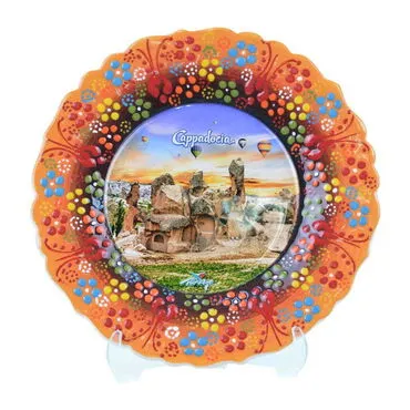 Wholesale Cappadocia Themed Myros Ceramic Picture Plate 18 cm