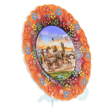 Toptan Kapadokya Temalı Çini Myros Resim Tabak 18 cm - 2