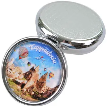 Wholesale Cappadocia Themed Myros Round Pill Box 50x15 mm - 3