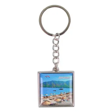 Wholesale Adrasan Themed Myros Metal Square Keychain 36x95 mm