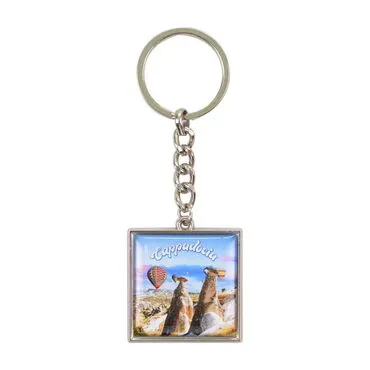 Wholesale Cappadocia Themed Myros Metal Square Keychain 36*95 mm