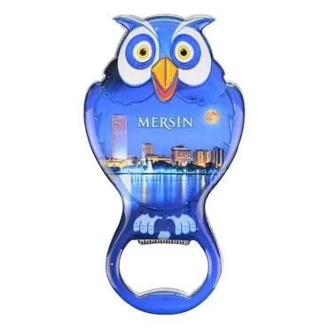 Wholesale Mersin Themed Myros Metal Owl Bottle Opener Refrigerator Magnet 88x47 mm