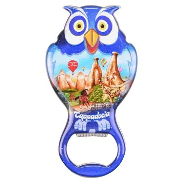 Toptan Kapadokya Temalı Myros Metal Baykuş Açacak Magnet 88x47 mm