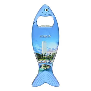 Toptan Mersin Temalı Myros Metal Balık Açacak Magnet 120x43 mm
