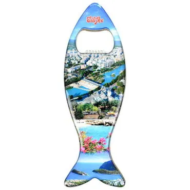 Wholesale Silifke Themed Myros Metal Fish Bottle Opener Refrigerator Magnet 120x43 mm