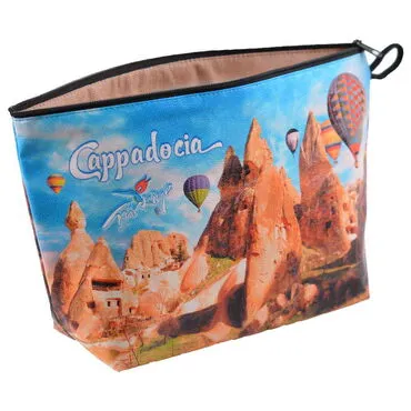 Wholesale Kapadokya Themed Myros Large Pleated Makeup Bag 160x270x80 mm - 2