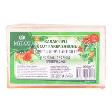 Toptan 100 Gr.d.dörtgen Tropi̇kal Esansli Kabak Li̇fli̇ Vücut Bakim Sabunu 