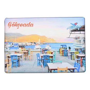 Wholesale Gökçeada Themed Myros Rectangle Refrigerator Magnet 80x55 mm - 12