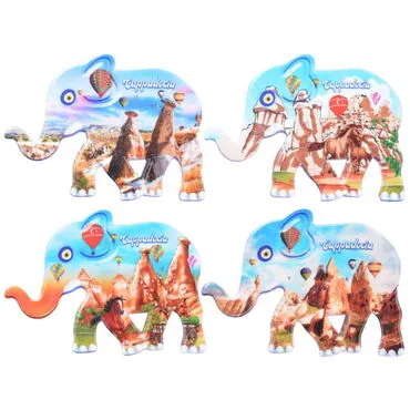 Wholesale Cappadocia Themed UV Printed Elephant Shaped Refrigerator Magnet 86x62 mm - 3