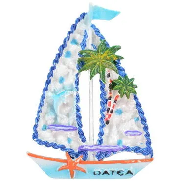 Wholesale Datça Themed Stone and Mother of Pearl Polyester Refrigerator Magnet - 11