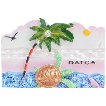 Wholesale Datça Themed Stone and Mother of Pearl Polyester Refrigerator Magnet - 12