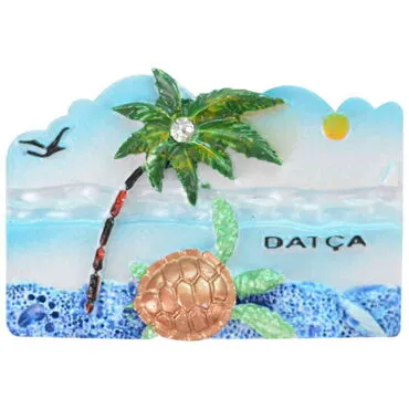 Wholesale Datça Themed Stone and Mother of Pearl Polyester Refrigerator Magnet - 15