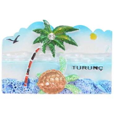 Wholesale Turunç Themed Stone-Accented and Mother of Pearl Polyester Refrigerator Magnet - 22