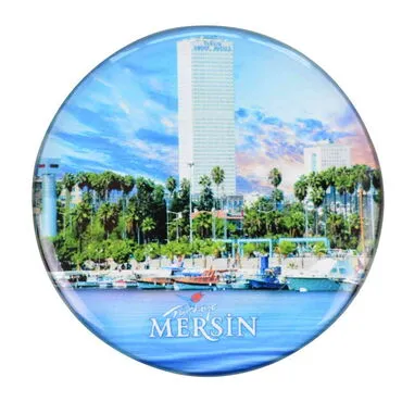 Wholesale Mersin Themed Myros Round Refrigerator Magnet 67 mm - 3