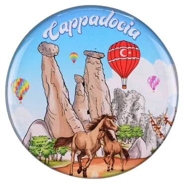 Wholesale Cappadocia Themed Myros Round Refrigerator Magnet 67 mm - 4
