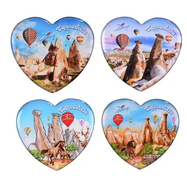 Wholesale Cappadocia Themed Myros Heart Refrigerator Magnet 65x60 mm - 3