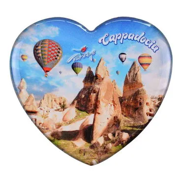 Wholesale Cappadocia Themed Myros Heart Refrigerator Magnet 65x60 mm - 4