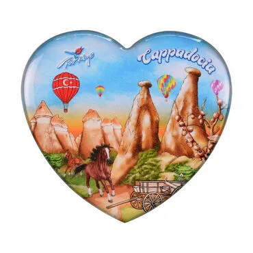 Wholesale Cappadocia Themed Myros Heart Refrigerator Magnet 65x60 mm - 5