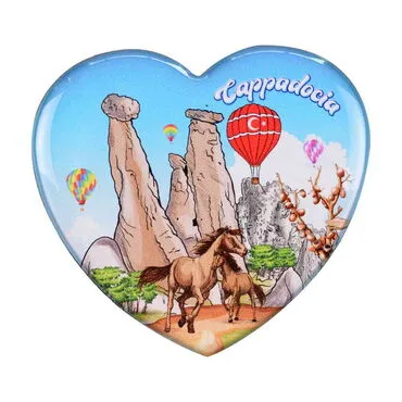 Wholesale Cappadocia Themed Myros Heart Refrigerator Magnet 65x60 mm - 6