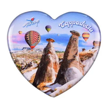 Wholesale Cappadocia Themed Myros Heart Refrigerator Magnet 65x60 mm - 7