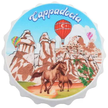 Wholesale Cappadocia Themed UV Printed Small Bottle Opener Refrigerator Magnet 58x15 mm - 4