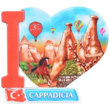 Wholesale Cappadocia Themed UV Printed Heart Shaped Refrigerator Magnet 86x62 mm - 3