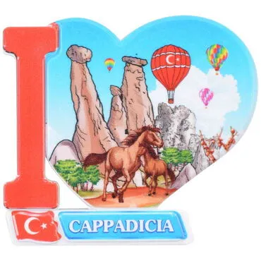 Wholesale Cappadocia Themed UV Printed Heart Shaped Refrigerator Magnet 86x62 mm - 4