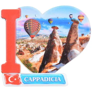 Wholesale Cappadocia Themed UV Printed Heart Shaped Refrigerator Magnet 86x62 mm - 5