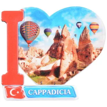 Wholesale Cappadocia Themed UV Printed Heart Shaped Refrigerator Magnet 86x62 mm - 7