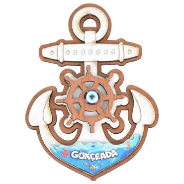 Wholesale Gökçeada Themed Myros Cardboard Packaged Wooden Refrigerator Magnet - 7