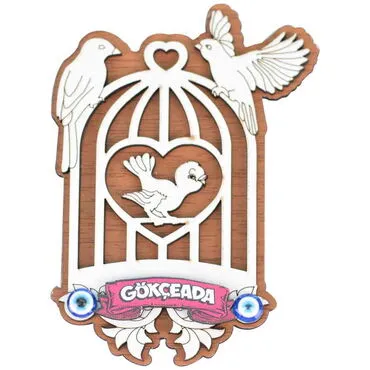 Wholesale Gökçeada Themed Myros Cardboard Packaged Wooden Refrigerator Magnet - 9