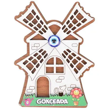 Wholesale Gökçeada Themed Myros Cardboard Packaged Wooden Refrigerator Magnet - 11