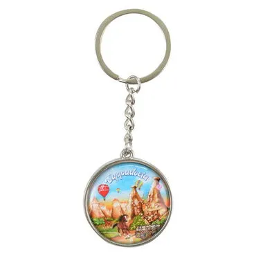 Wholesale Cappadocia Themed Myros Metal Round Keychain 40x95 mm - 5