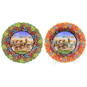Toptan Kapadokya Temalı Çini Myros Resim Tabak 18 cm - 4