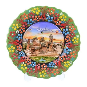 Toptan Kapadokya Temalı Çini Myros Resim Tabak 18 cm - 6